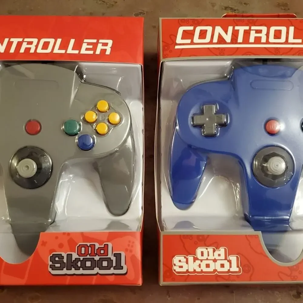 2 N64 Controllers - Grey & Blue (NEW) - Nintendo64 - Old Skool